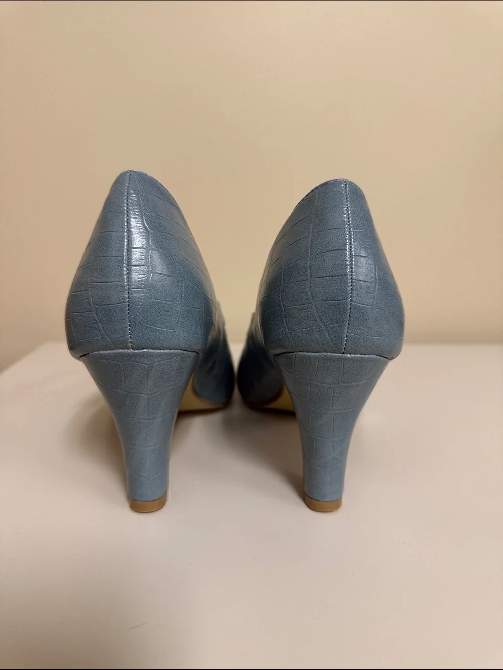 Journee Collection Blue Croc-Embossed Mary Jane Heels